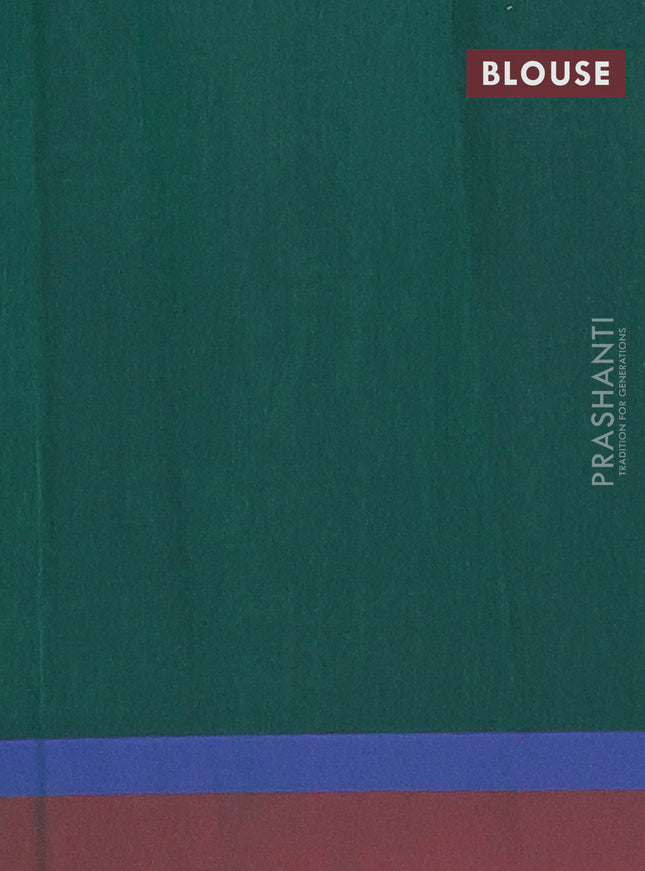 Nithyam cotton saree green and maroon with thread woven buttas and simple border