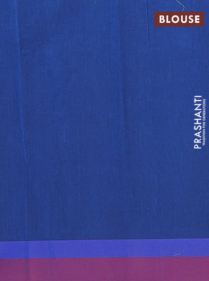 Nithyam cotton saree peacock blue and maroon with thread woven buttas and simple border