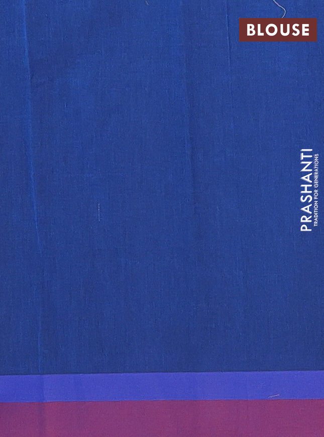 Nithyam cotton saree peacock blue and maroon with thread woven buttas and simple border