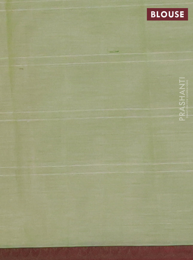 Nithyam cotton saree elaichi green and sap green with thread woven buttas and thread woven border