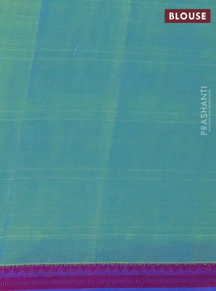 Nithyam cotton saree dual shade of green and violet with thread woven buttas and thread woven border