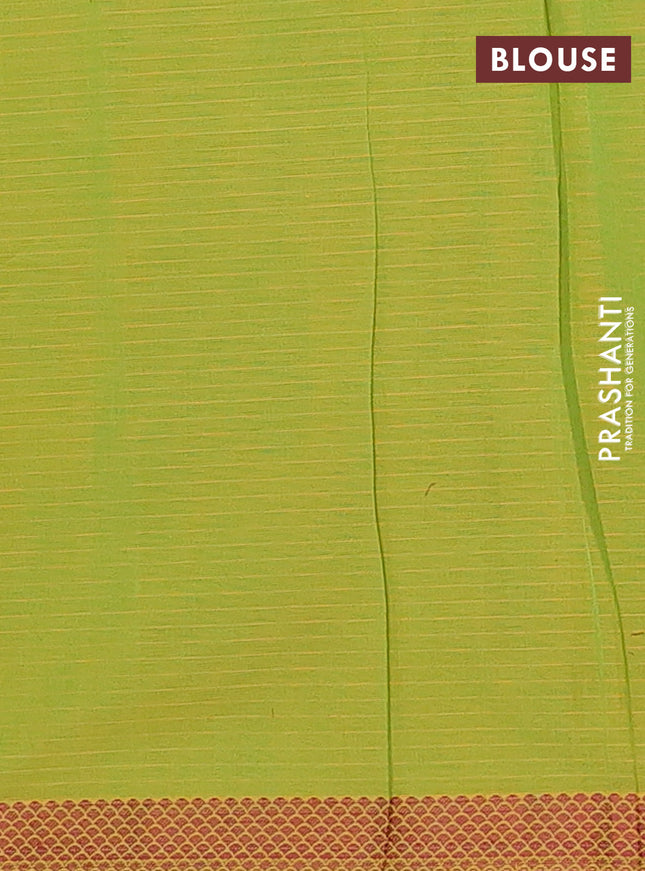 Nithyam cotton saree yellowish green with thread woven buttas and thread woven border