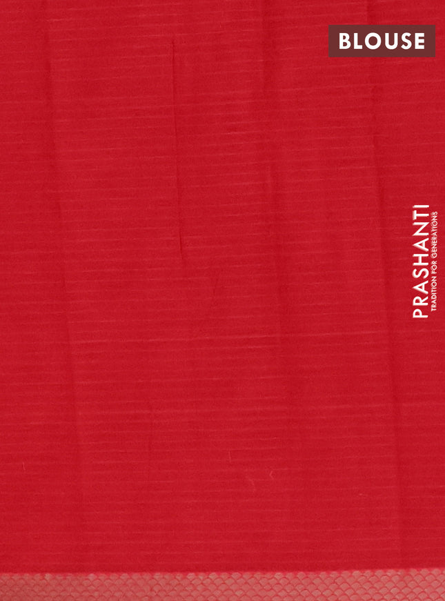 Nithyam cotton saree tomato red with thread woven buttas and thread woven border