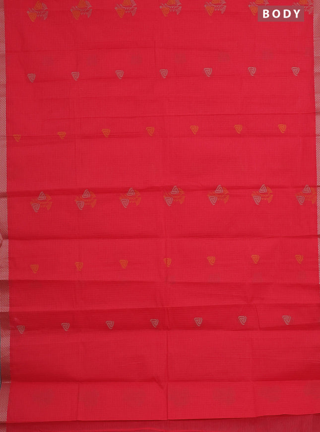 Nithyam cotton saree red with thread woven buttas and thread woven border