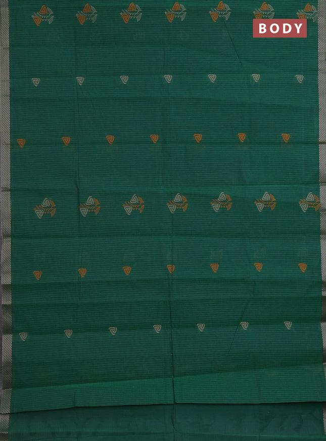 Nithyam cotton saree green with thread woven buttas and thread woven border