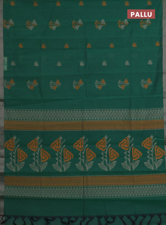 Nithyam cotton saree green with thread woven buttas and thread woven border