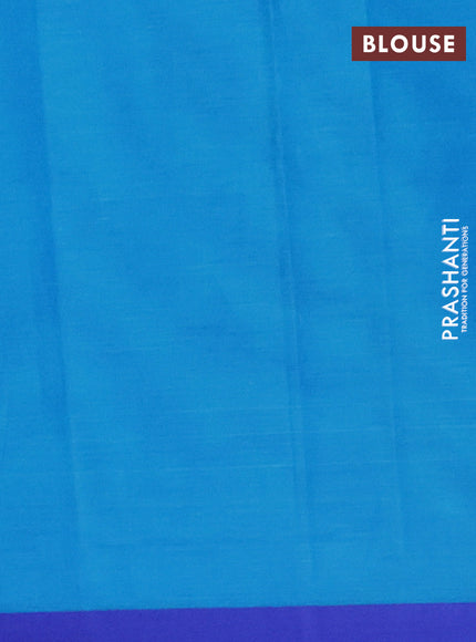 Nithyam cotton saree teal blue and violet with allover thread weaves and simple border