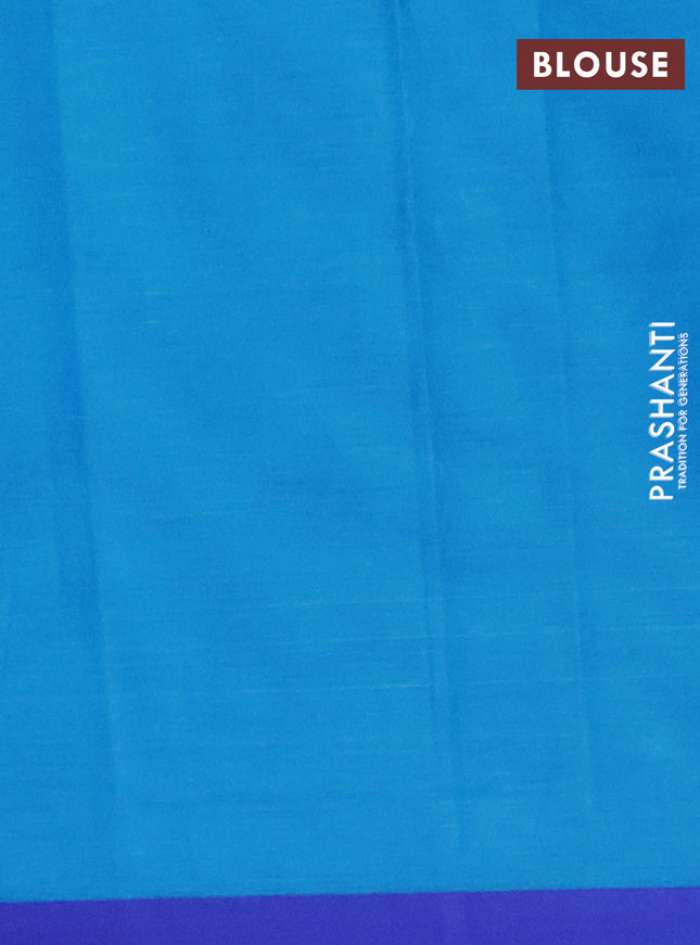 Nithyam cotton saree teal blue and violet with allover thread weaves and simple border