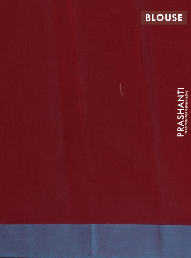 Nithyam cotton saree maroon and teal green with allover thread weaves and simple border