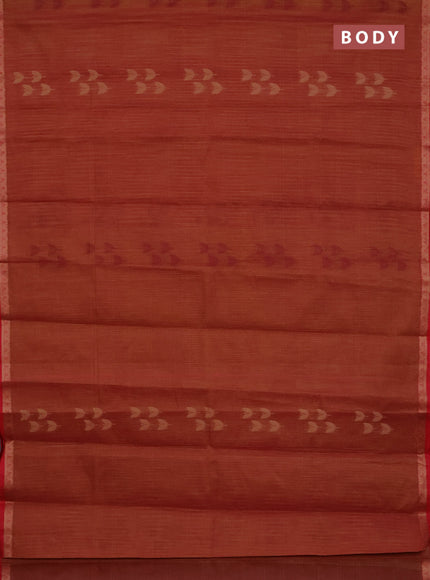 Nithyam cotton saree maroon and red with thread woven buttas and thread woven border