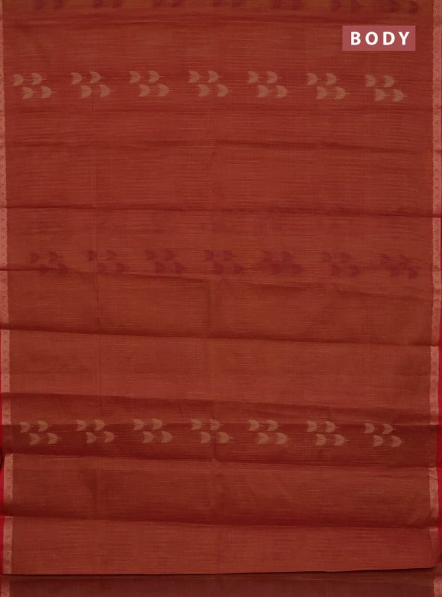 Nithyam cotton saree maroon and red with thread woven buttas and thread woven border
