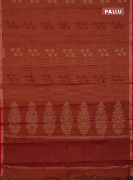 Nithyam cotton saree maroon and red with thread woven buttas and thread woven border