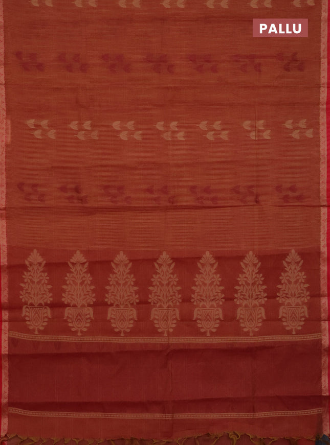 Nithyam cotton saree maroon and red with thread woven buttas and thread woven border