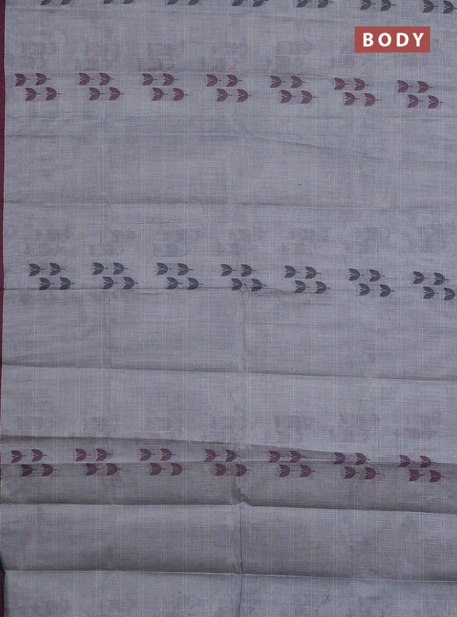 Nithyam cotton saree grey and black with thread woven buttas and thread woven border