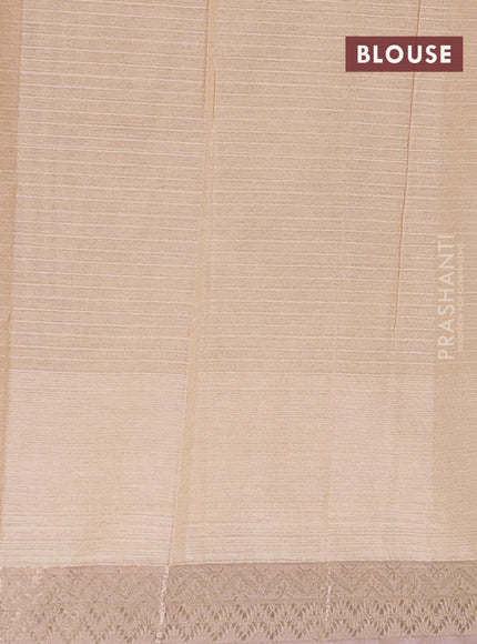 Nithyam cotton saree sandal with allover thread stripe pattern and zari woven border