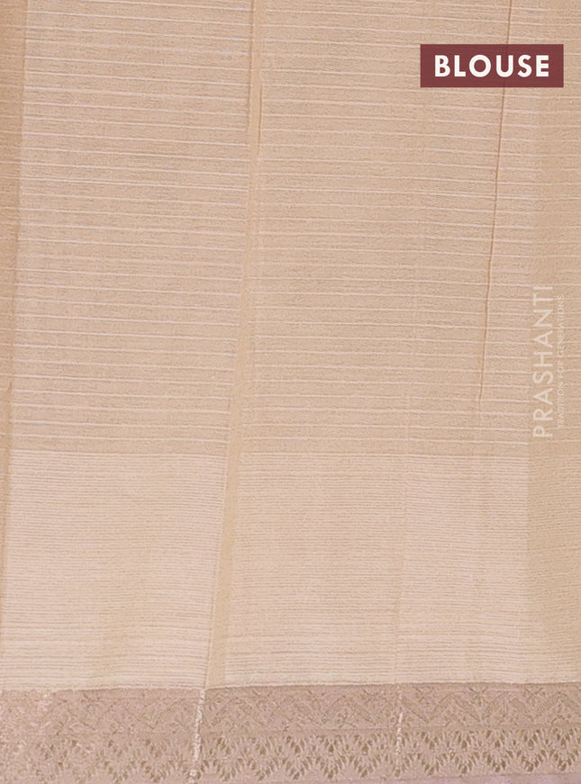 Nithyam cotton saree sandal with allover thread stripe pattern and zari woven border