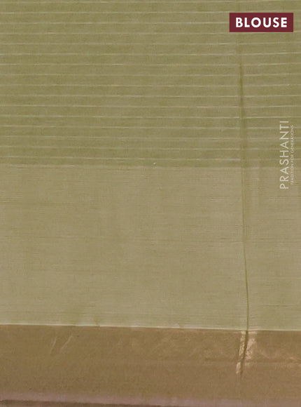 Nithyam cotton saree pastel green with allover thread stripe pattern and zari woven border