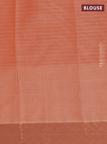 Nithyam cotton saree rust shade with allover thread stripe pattern and zari woven border