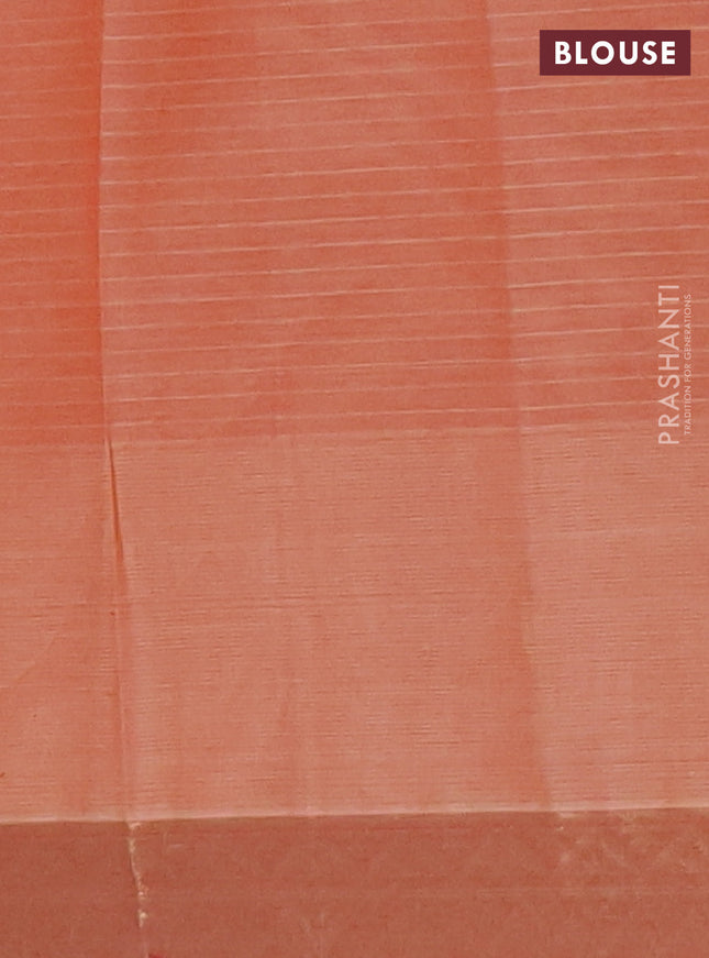Nithyam cotton saree rust shade with allover thread stripe pattern and zari woven border