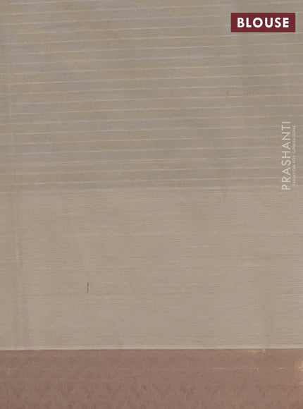 Nithyam cotton saree beige and pastel brown with allover thread stripe pattern and zari woven border