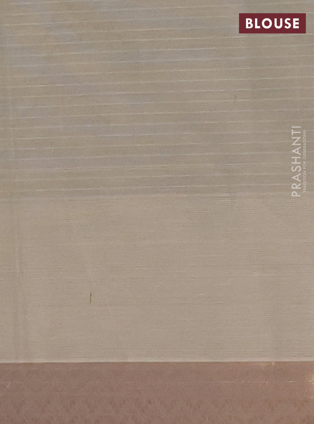 Nithyam cotton saree beige and pastel brown with allover thread stripe pattern and zari woven border