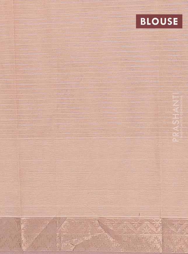 Nithyam cotton saree sandal with self emboss and zari woven border