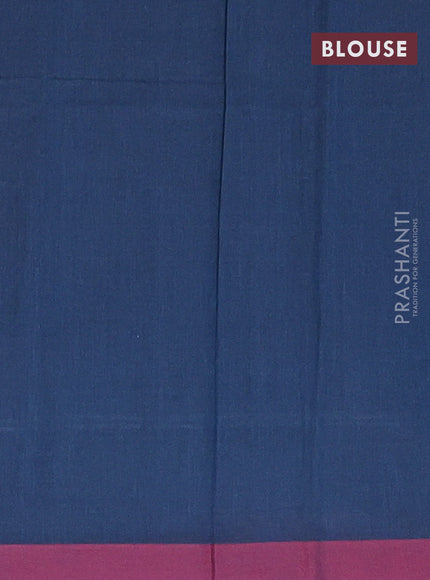 Nithyam cotton saree peacock blue and maroon with allover thread weaves and simple border