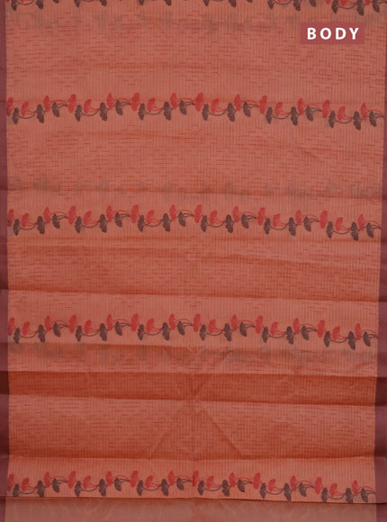 Nithyam cotton saree peach shade with allover thread weaves and simple border