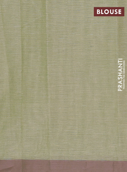 Nithyam cotton saree pastel green with allover thread weaves and simple border