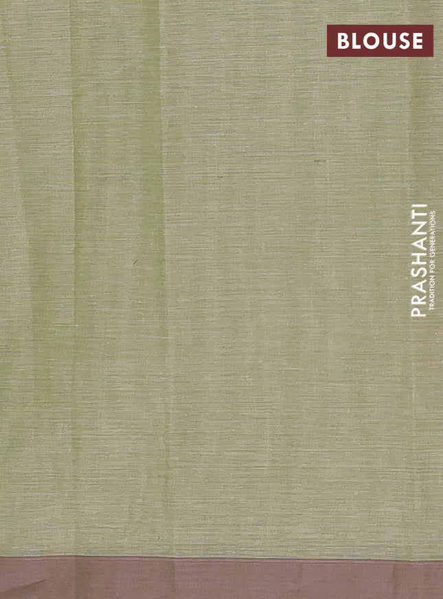 Nithyam cotton saree pastel green with allover thread weaves and simple border