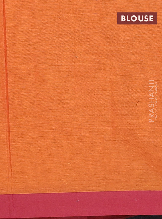 Nithyam cotton saree orange and maroon with allover thread weaves and simple border