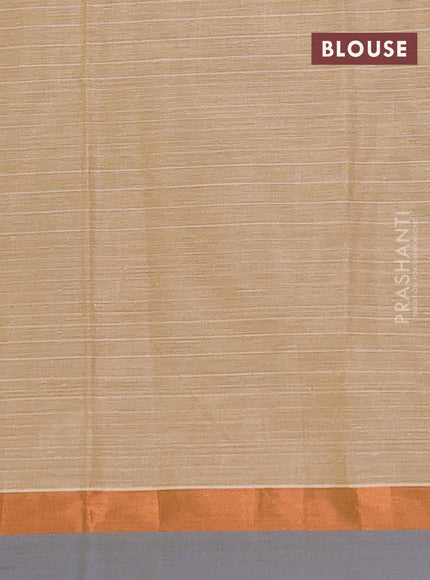 Nithyam cotton saree sandal and grey with allover thread weaves & buttas and simple border