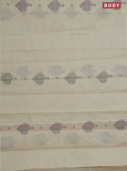 Nithyam cotton saree elaichi green with thread woven buttas in borderless style