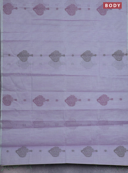 Nithyam cotton saree dual shade of lavender and green shade with thread woven buttas in borderless style