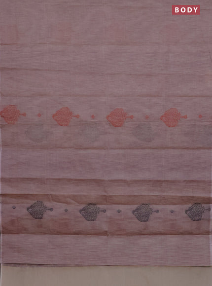 Nithyam cotton saree grey shade with thread woven buttas in borderless style