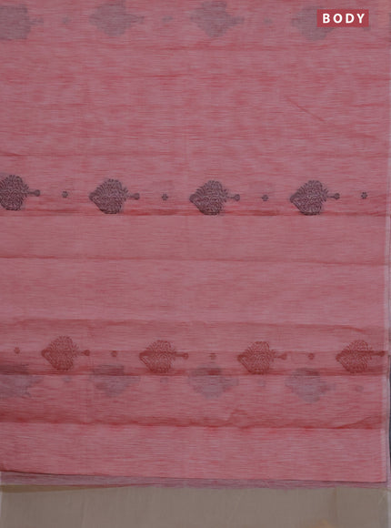 Nithyam cotton saree maroon shade with thread woven buttas in borderless style