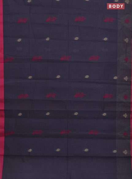 Nithyam cotton saree grey and pink with thread woven buttas and simple border