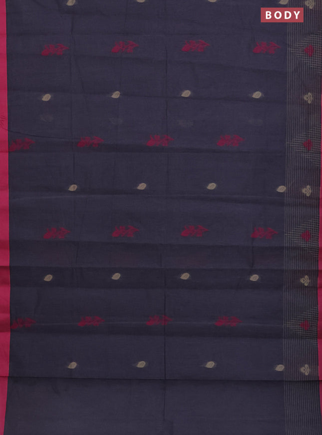 Nithyam cotton saree grey and pink with thread woven buttas and simple border