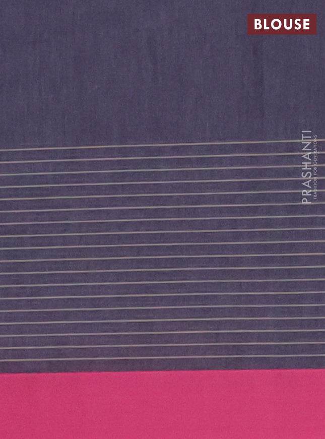 Nithyam cotton saree grey and pink with thread woven buttas and simple border