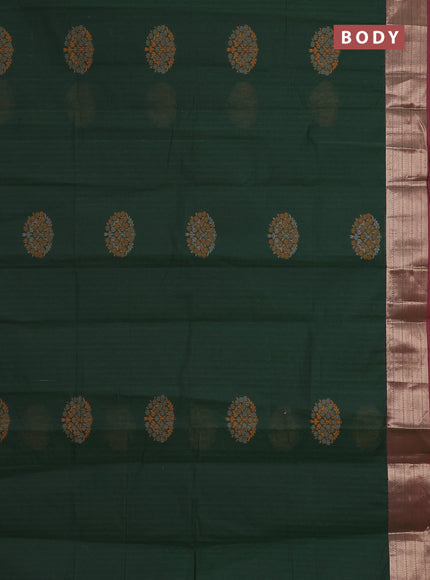 Nithyam cotton saree green and dual shade of pink with allover self emboss & thread woven buttas and thread woven border