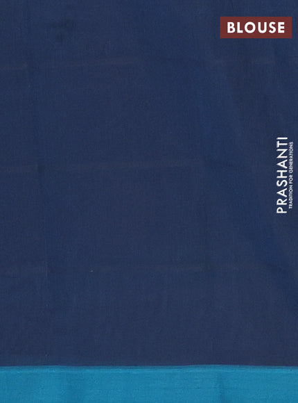 Nithyam cotton saree dark peacock blue and teal blue with thread woven buttas and simple border