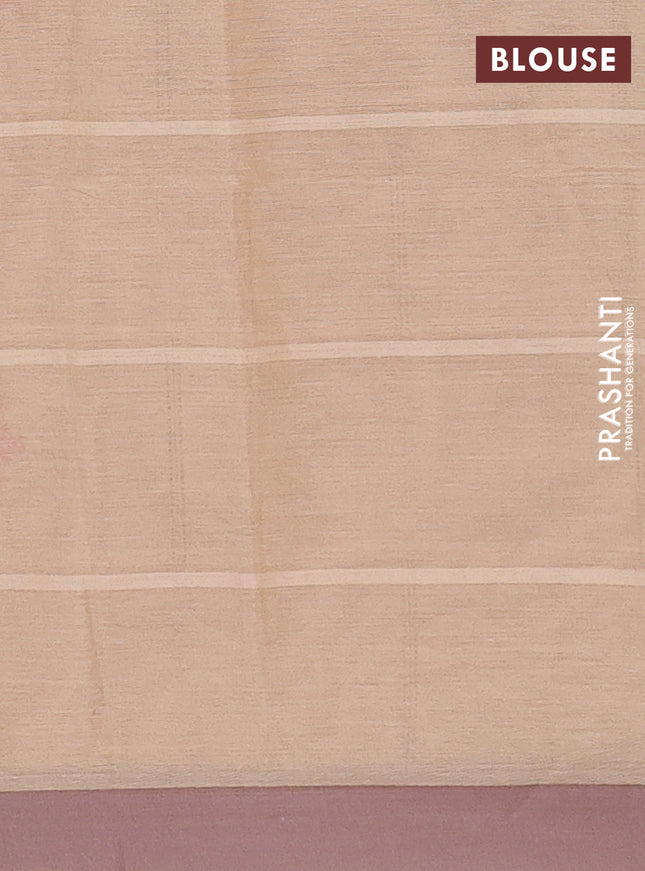 Nithyam cotton saree sandal and pastel brown with thread woven buttas and simple border