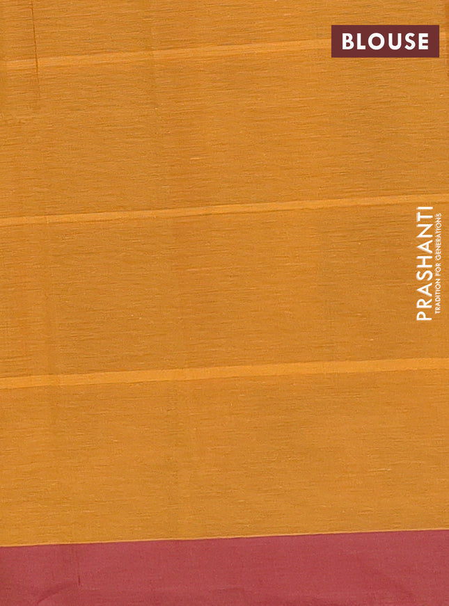 Nithyam cotton saree dark mustard and maroon with thread woven buttas and simple border