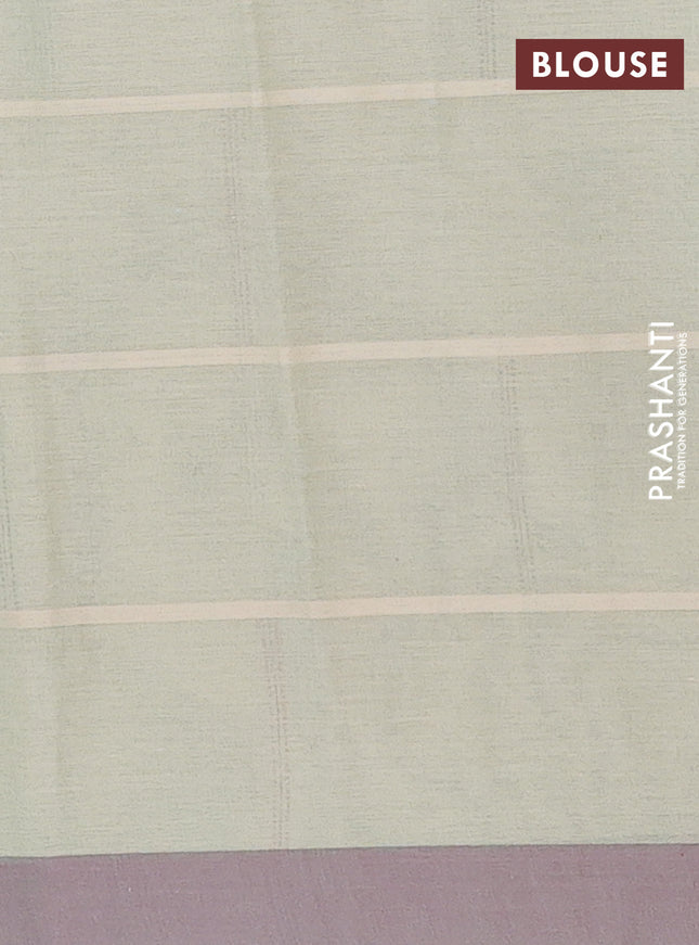 Nithyam cotton saree pista green with thread woven buttas and simple border