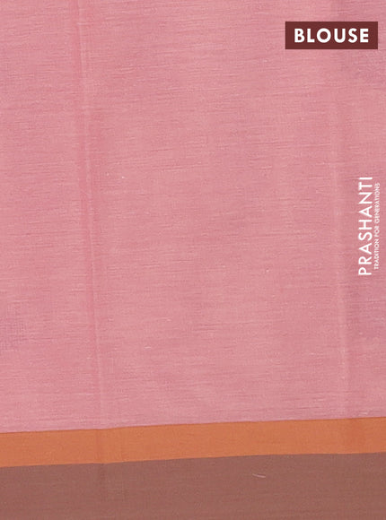 Nithyam cotton saree pastel peach shade with thread woven buttas and simple border