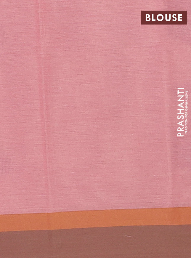Nithyam cotton saree pastel peach shade with thread woven buttas and simple border