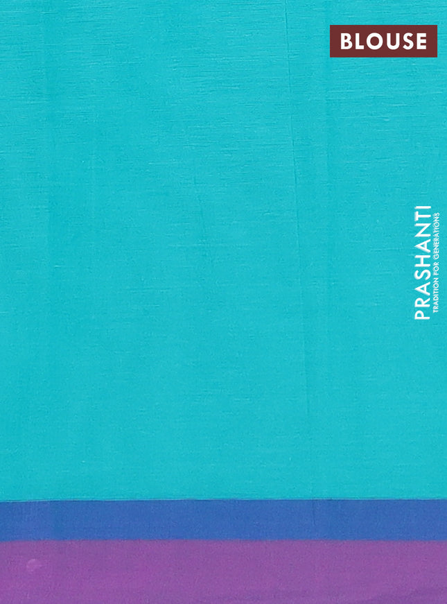 Nithyam cotton saree teal green with thread woven buttas and simple border