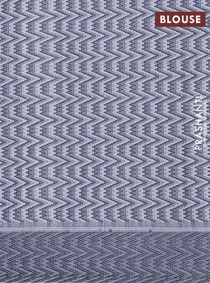 Nithyam cotton saree pastel green and grey with allover stripe & ikat thread buttas and thread woven border