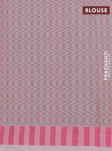 Nithyam cotton saree lavender shade and sandal with allover stripe & ikat thread buttas and thread woven border