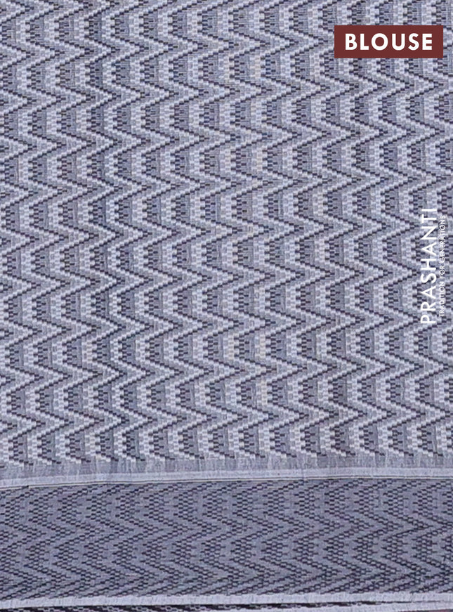 Nithyam cotton saree light pink and grey with allover stripe & ikat thread buttas and thread woven border